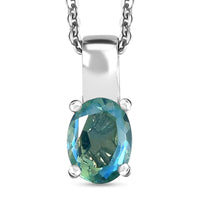 Peacock Quartz (Triplet) Solitaire Pendant Necklace 20 Inches in Platinum Over Sterling Silver 1.50 ctw