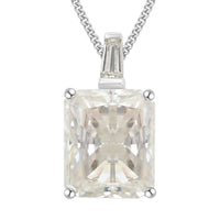 Moissanite Pendant Necklace 20 Inches in Rhodium Over Sterling Silver 7.25 ctw