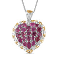 TLV Niassa Ruby (FF) Heart Pendant Necklace (20 Inches) in Vermeil YG and Platinum Over Sterling Silver 5.10 ctw - Sticky add to cart bar