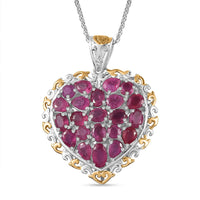 TLV Niassa Ruby (FF) Heart Pendant Necklace (20 Inches) in Vermeil YG and Platinum Over Sterling Silver 5.10 ctw
