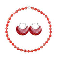 Red Color Murano Style Basket Earrings and Beaded Necklace (20 Inches) with Magnetic Lock in Stainless Steel and Silvertone - Sticky add to cart bar