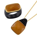 147.25 ctw Carved & Faceted Natural and Black Jade Band Ring Size 5 and Pendant Necklace 18 Inches in Vermeil Yellow Gold Over Sterling Silver - Sticky add to cart bar