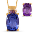 Color Change Fluorite (IR) and Multi Gemstone Pendant Necklace 18 Inches in Vermeil Yellow Gold Over Sterling Silver 7.75 ctw - Sticky add to cart bar