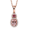Premium Pink Morganite and Multi Gemstone Halo Pendant Necklace 20 Inches in Vermeil Rose Gold Over Sterling Silver 1.00 ctw - Sticky add to cart bar