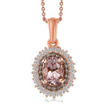 Premium Pink Morganite, Natural Champagne and White Diamond Starburst Pendant Necklace 20 Inches in Vermeil Rose Gold Over Sterling Silver 0.90 ctw - Sticky add to cart bar