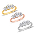 Set of 3 Heart and Arrows Cut Moissanite 3 Stone Ring in Vermeil YRG and Platinum Over Sterling Silver (Size 10.0) 5.25 ctw - Sticky add to cart bar