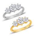 Set of 2 Heart and Arrows Cut Moissanite 3 Stone Ring in Vermeil YG and Platinum Over Sterling Silver (Size 5.0) 3.50 ctw - Sticky add to cart bar