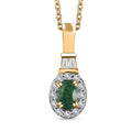 AAA Kagem Zambian Emerald and White Zircon Halo Pendant Necklace 20 Inches in Vermeil Yellow Gold Over Sterling Silver 0.85 ctw - Sticky add to cart bar