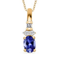 Tanzanite and White Zircon Pendant Necklace 20 Inches in Vermeil Yellow Gold Over Sterling Silver 1.20 ctw - Sticky add to cart bar