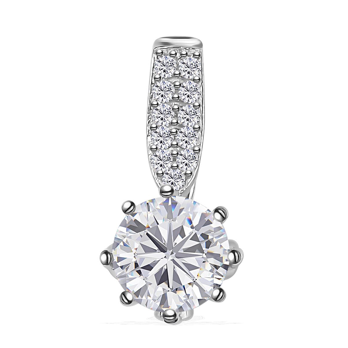 Moissanite Pendant Necklace 20 Inches in Platinum Over Sterling Silver 1.30 ctw