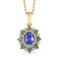 Tanzanite and Multi Gemstone Floral Pendant Necklace 20 Inches in Vermeil Yellow Gold Over Sterling Silver 2.00 ctw - Sticky add to cart bar