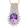 TLV Premium Martha Rocha Kunzite, Moissanite Sunburst Pendant Necklace (20 Inches) in Vermeil RG Over Sterling Silver 3.25 ctw - Sticky add to cart bar