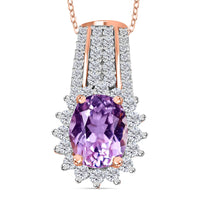 TLV Premium Martha Rocha Kunzite, Moissanite Sunburst Pendant Necklace (20 Inches) in Vermeil RG Over Sterling Silver 3.25 ctw