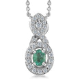 AAA Kagem Zambian Emerald and Moissanite Halo Pendant Necklace 20 Inches in Platinum Over Sterling Silver 0.35 ctw - Sticky add to cart bar