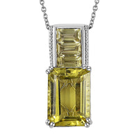 Karis Lemon Quartz Pendant in Platinum Bond with Stainless Steel Necklace 20 Inches 16.35 ctw