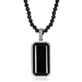 Thai Black Spinel and White Zircon Pendant with Beaded Necklace 20 Inches in Rhodium Over Sterling Silver 123.70 ctw - Sticky add to cart bar