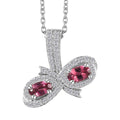 Ofiki Rubellite and White Zircon Pendant Necklace 20 Inches in Platinum Over Sterling Silver 1.00 ctw - Sticky add to cart bar