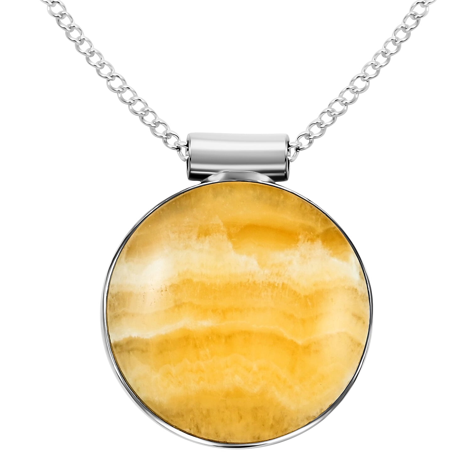 Aragonite Pendant Necklace 18 Inches in Silvertone 9.90 ctw
