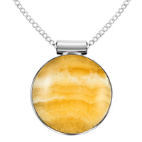 Aragonite Pendant Necklace 18 Inches in Silvertone 9.90 ctw