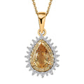 Brazilian Sunfire Beryl and Multi Gemstone Double Halo Pendant Necklace 20 Inches in Vermeil Yellow Gold Over Sterling Silver 1.60 ctw - Sticky add to cart bar
