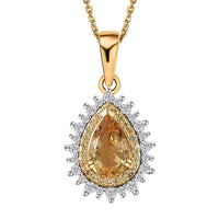 Brazilian Sunfire Beryl and Multi Gemstone Double Halo Pendant Necklace 20 Inches in Vermeil Yellow Gold Over Sterling Silver 1.60 ctw