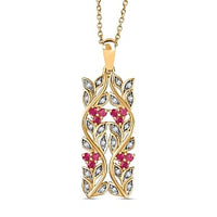 African Ruby and White Zircon 0.85 ctw Pendant Necklace (18 Inches) in 14K YG Over Sterling Silver