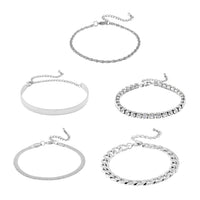 White Swarovski Crystal Bracelet (7.50 In) and Bangle Bracelet (Adjustable) in Stainless Steel