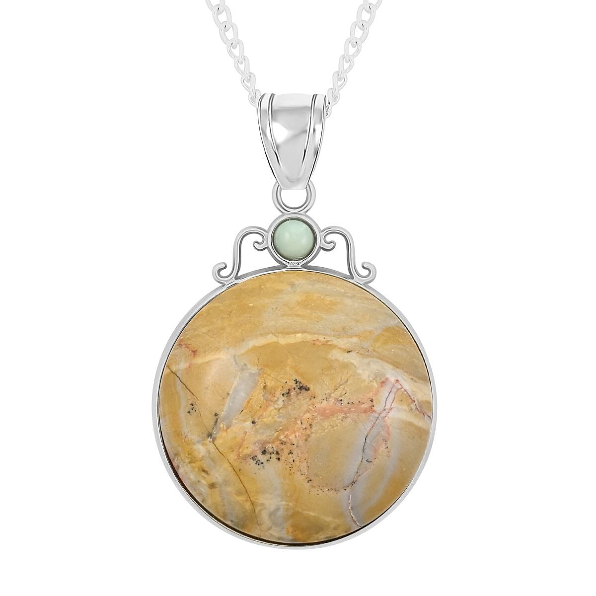 Labradorite, Obsidian Pendant Necklace (18 Inches) in Silvertone 10.70 Carat Total Weight