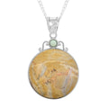 Labradorite, Obsidian Pendant Necklace (18 Inches) in Silvertone 10.70 Carat Total Weight - Sticky add to cart bar