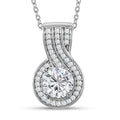 Moissanite Pendant Necklace 20 Inches in Platinum Over Sterling Silver 1.60 ctw - Sticky add to cart bar