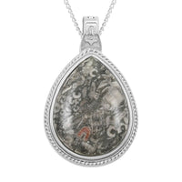Labradorite Fancy Pendant Necklace (20 Inches) in Silvertone 38.00 ctw