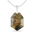 Labradorite Fancy Pendant Necklace (18 Inches) in Silvertone 25.00 ctw - Sticky add to cart bar