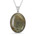 Labradorite Fancy Pendant Necklace (18 Inches) in Silvertone 25.00 ctw - Sticky add to cart bar