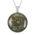 Labradorite Fancy Pendant Necklace (18 Inches) in Silvertone 25.00 ctw - Sticky add to cart bar