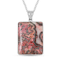 Red Jasper Rectangular Pendant Necklace 20 Inches in Silvertone 45.00 ctw - Sticky add to cart bar