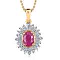 Premium Taveta Ruby and White Zircon Ballerina Pendant Necklace 20 Inches in Vermeil Yellow Gold Over Sterling Silver 1.90 ctw - Sticky add to cart bar