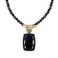 Epic Deal Thai Black Spinel (Cush 25x18 mm), Malgache Neon Apatite Dragon Pendant with Beaded Necklace (20 Inches) in Vermeil YG and Rhodium Over Sterling Silver 111.25 ctw - Sticky add to cart bar