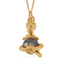 Tahitian Cultured Pearl and Chrome Diopside Dragon Pendant Necklace 18 Inches in Vermeil Yellow Gold Over Sterling Silver - Sticky add to cart bar