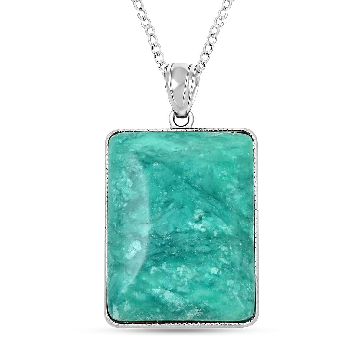 Value Buy Rainforest Jasper Pendant Necklace (20 Inches) in Silvertone 45.00 ctw