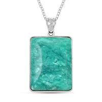 Value Buy Rainforest Jasper Pendant Necklace (20 Inches) in Silvertone 45.00 ctw
