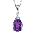 Premium Moroccan Amethyst and White Zircon Pendant Necklace 20 Inches in Rhodium Over Sterling Silver 2.65 ctw - Sticky add to cart bar