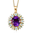AAA Moroccan Amethyst and Multi Gemstone Floral Pendant Necklace 20 Inches in 18K Vermeil Yellow Gold Over Sterling Silver 6.30 ctw - Sticky add to cart bar