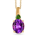 Premium Moroccan Amethyst and Chrome Diopside Pendant Necklace 20 Inches in 18K Vermeil Yellow Gold Over Sterling Silver 3.80 ctw - Sticky add to cart bar
