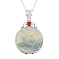 Labradorite, Obsidian Pendant Necklace (18 Inches) in Silvertone 10.70 Carat Total Weight