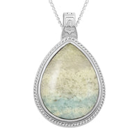 Purple Kiwi Quartz Pear Magnetic Pendant Necklace (18 Inches) in Silvertone 22.50 ctw