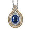 Premium Kashmir Kyanite and White Zircon Pendant Necklace 20 Inches in Vermeil YG and Platinum Over Sterling Silver 4.20 ctw - Sticky add to cart bar