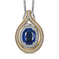 Premium Kashmir Kyanite and White Zircon Pendant Necklace 20 Inches in Vermeil YG and Platinum Over Sterling Silver 4.20 ctw