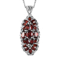 Mozambique Garnet Elongated Pendant Necklace (20 Inches) in Platinum Over Sterling Silver 5.40 ctw - Sticky add to cart bar