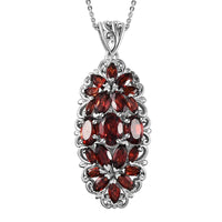 Mozambique Garnet Elongated Pendant Necklace (20 Inches) in Platinum Over Sterling Silver 5.40 ctw
