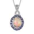 Pemium Ethiopian Welo Opal and Multi Gemstone Pendant Necklace 20 Inches in Platinum Over Sterling Silver 2.00 ctw - Sticky add to cart bar